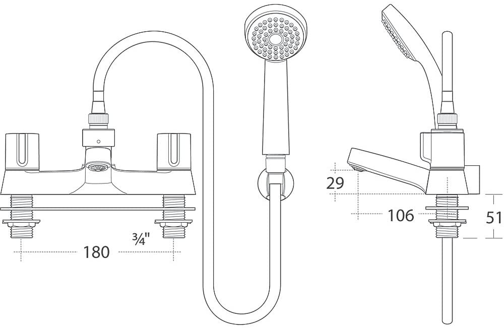 Ideal Standard Alto B9675AA dual control bath / shower mixer tap + kit