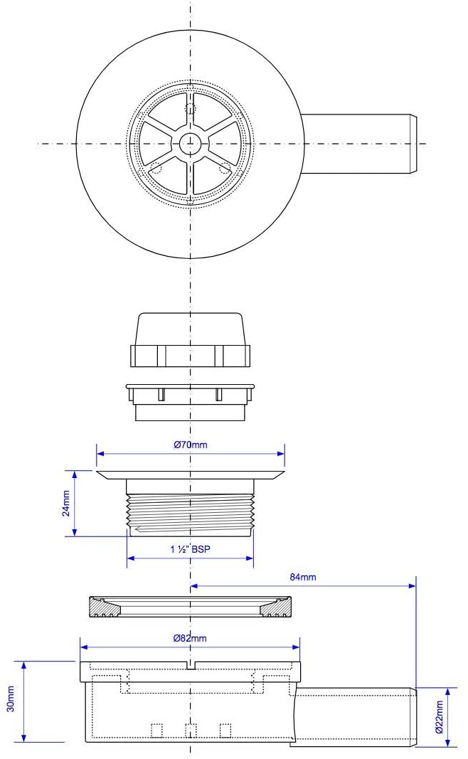 McAlpine Pumped Shower Waste with 22mm Plain Tail Outlet UPSW-2-22MM