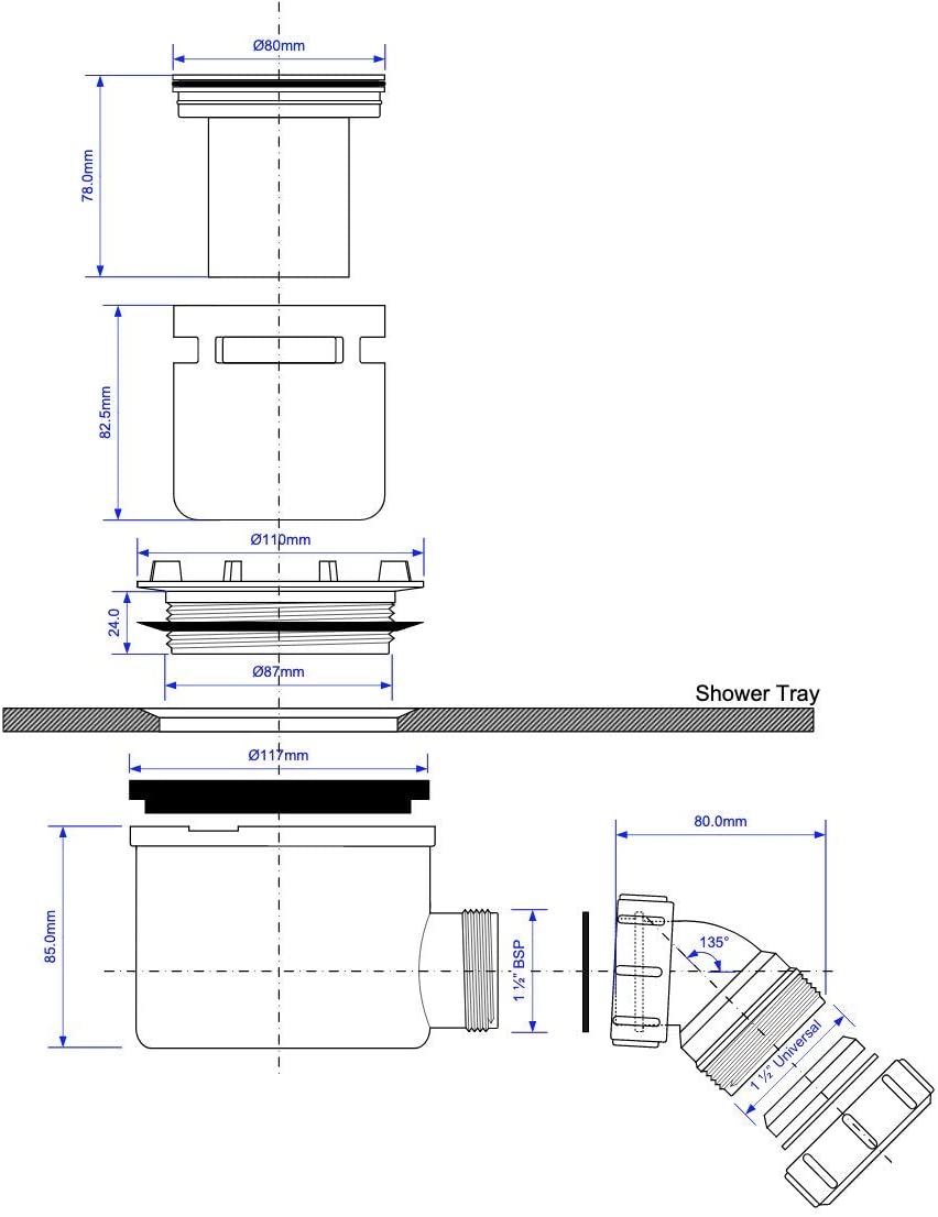 McAlpine 1̴_" Trap Body for Tile Drain ST90-HP2B