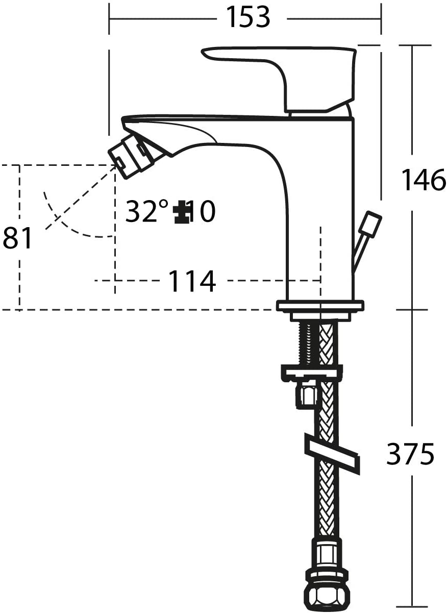 Ideal Standard A7050AA Concept Air Slim Bidet Mixer, Chrome