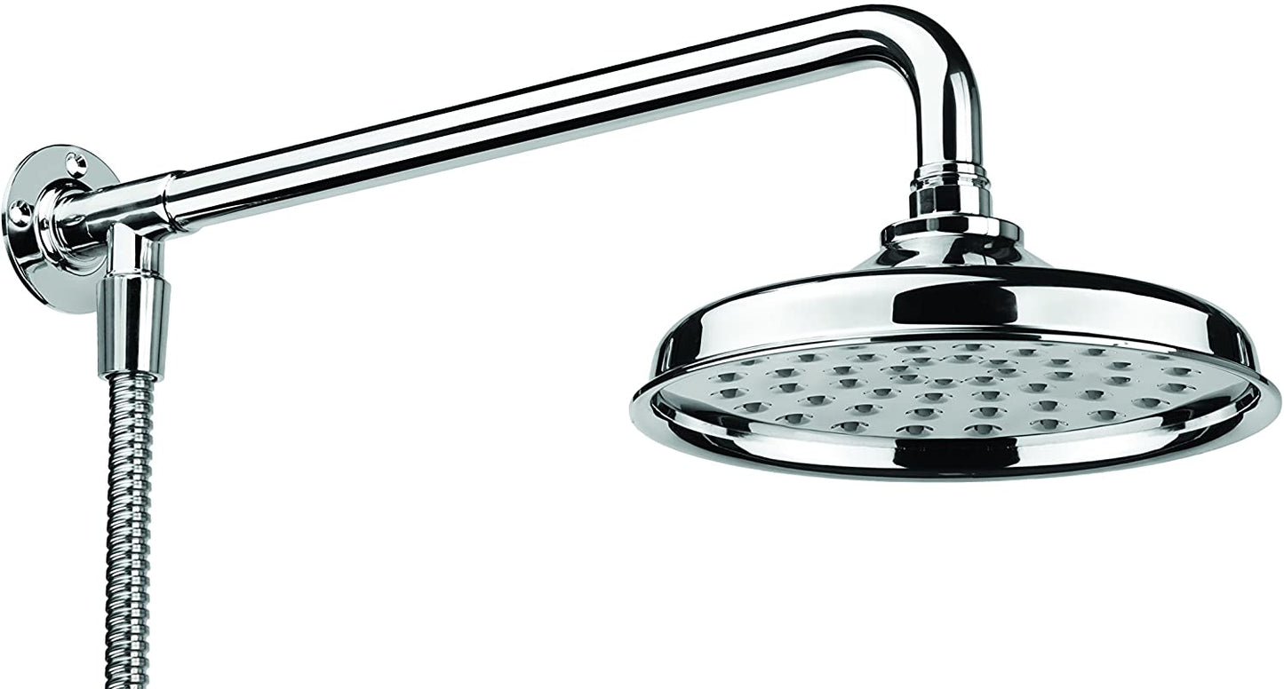 Croydex Traditional Rain Shower (Head, Arm & Hose), Stainless_Steel, Silver