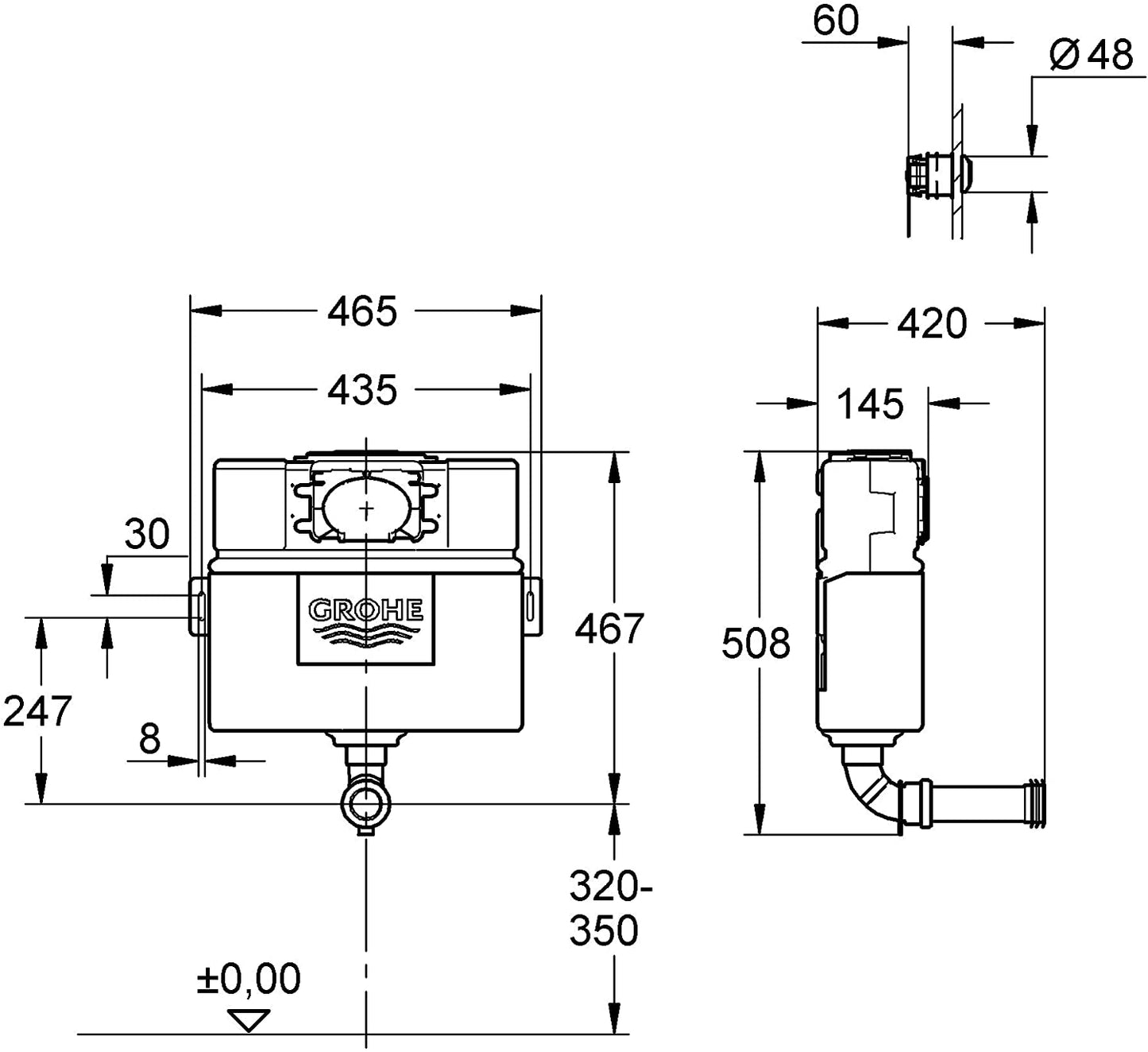 GROHE 38691000 | Eau2 WC Flushing Cistern | 0.82 m - silver/white