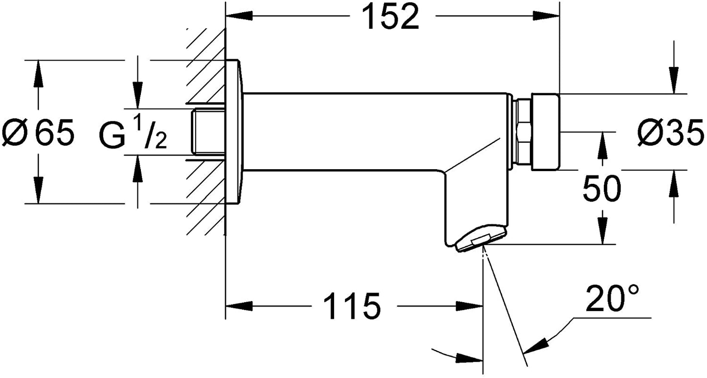 Grohe Euroeco CS 36266000 Self-Closing Wall Tap