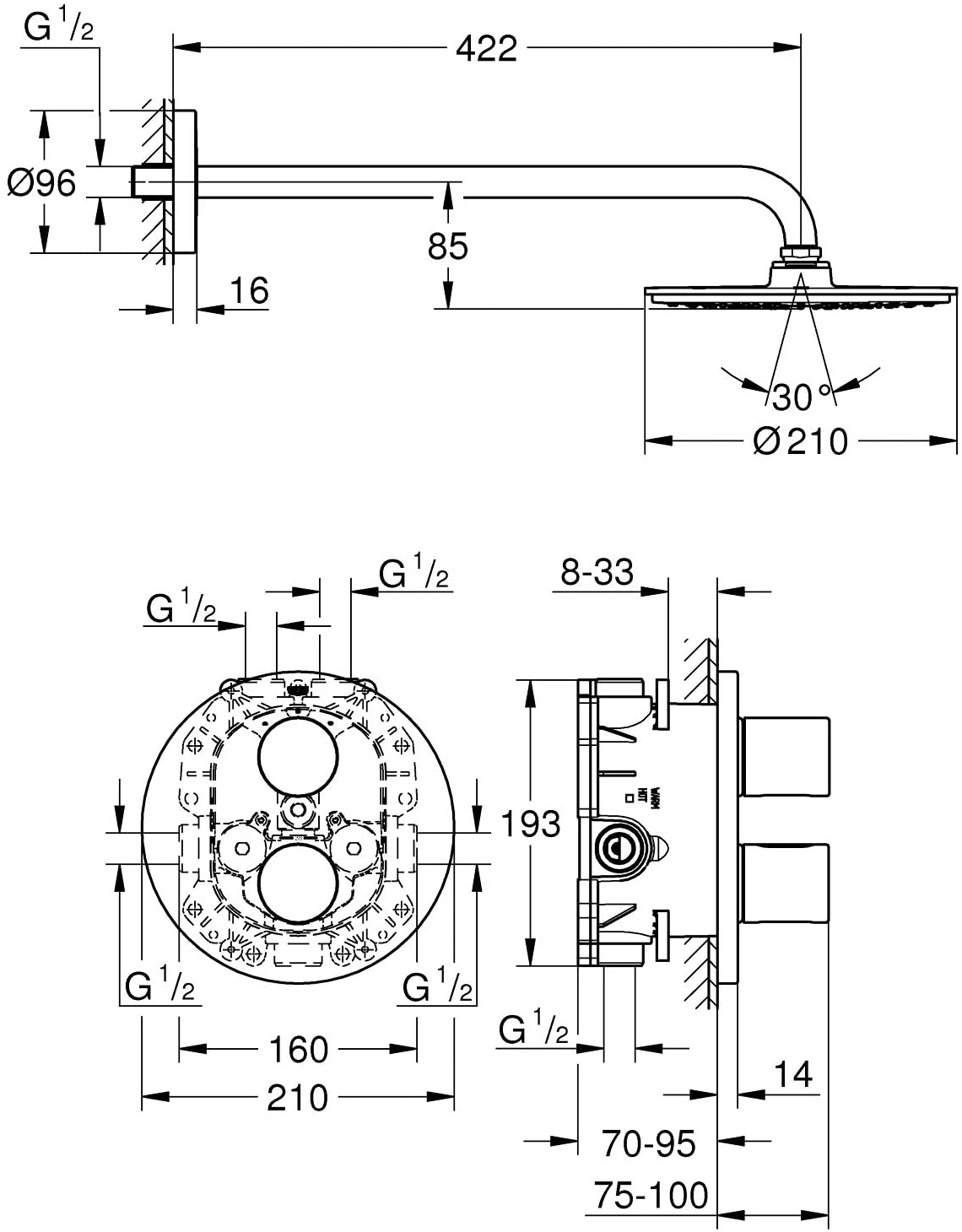 Grohe Rainshower Shower Set Surface Mounted Ceiling 26262000í«ÌÎ_(German Import)