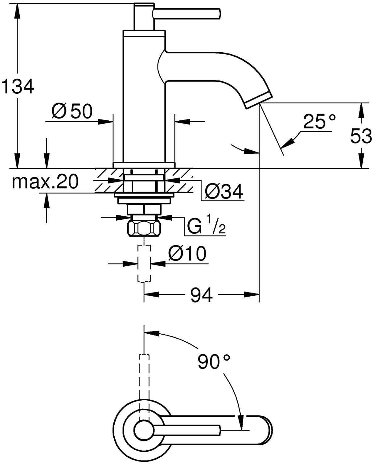 Grohe Atrio 20021003åÊXS Size | | Pillar Tap Bath Shower Mixer Tap DN 15åÊChrome