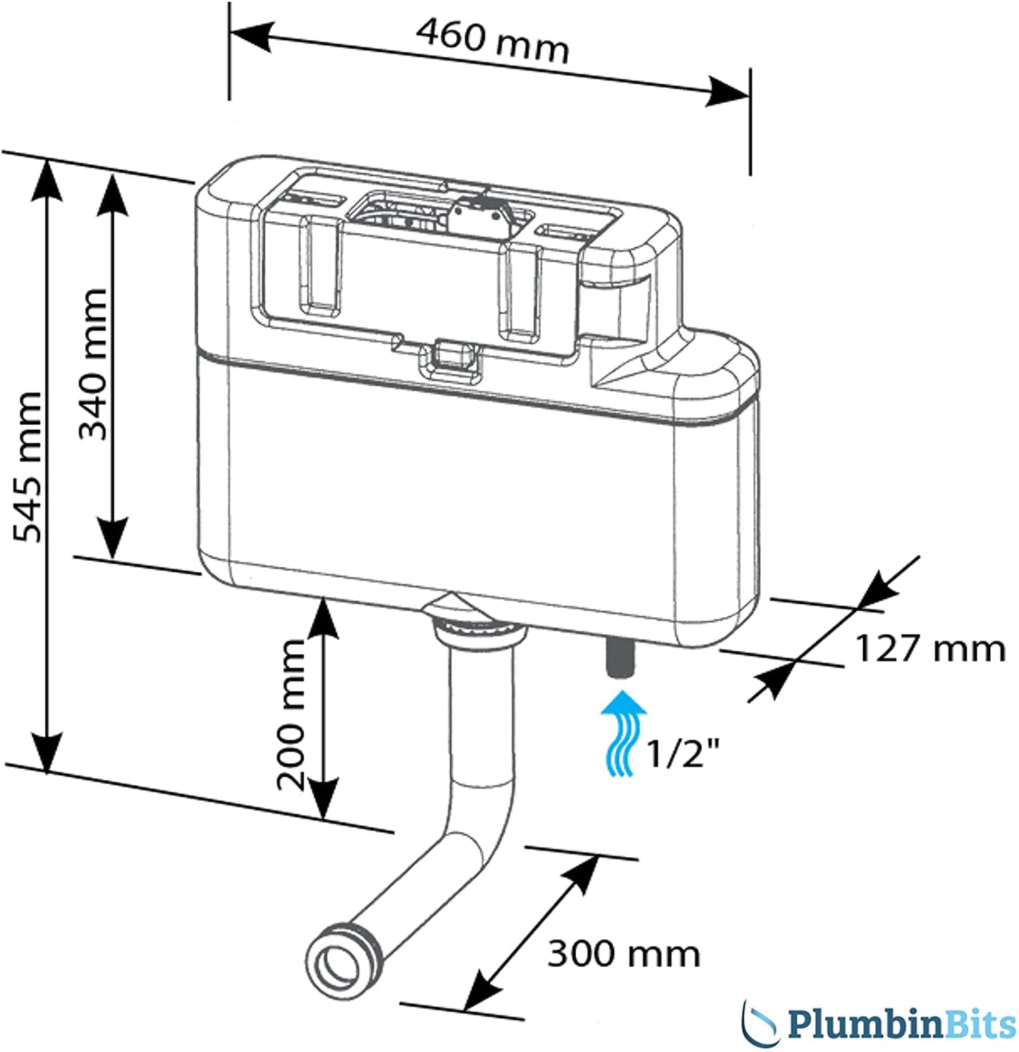 Siamp 31014710 Intra Cable Operated Concealed Cistern Bottom Inlet White
