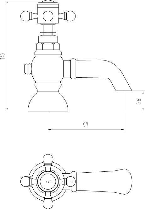 Edwardian Bath Tap Pair in Chrome (Product Code: TED302)