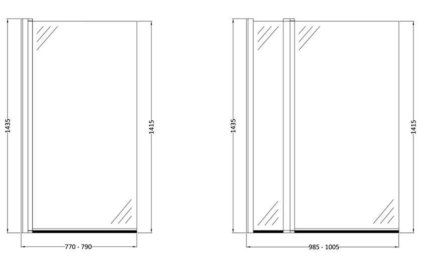 NUIE Polished Chrome Square Bath Screen (various options)