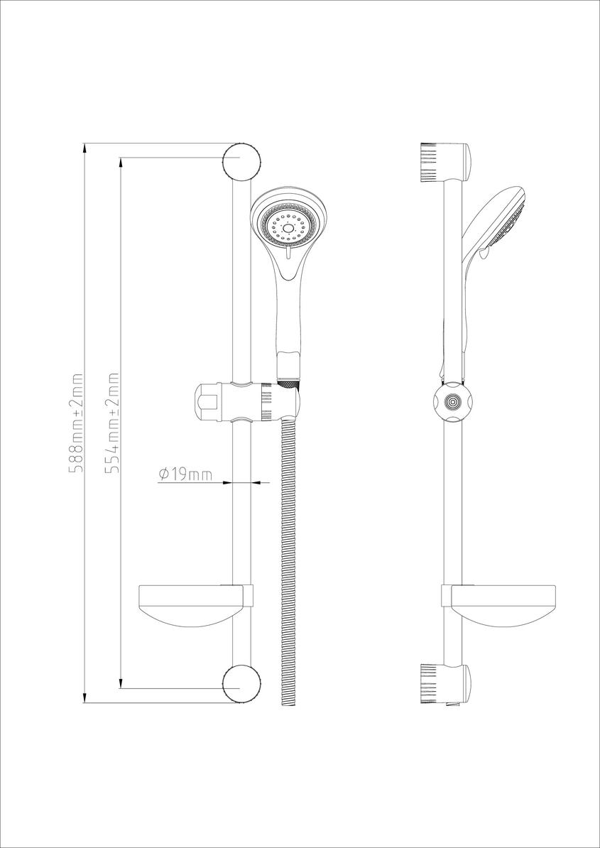 NUIE Slide Rail Kit With Multi Function Handset, in Chrome (Product Code: JTY034)