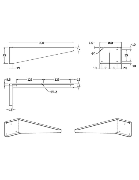 NUIE Shelf Support Brackets