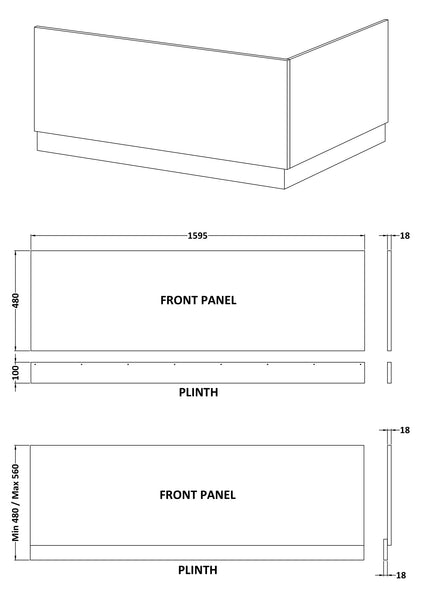 NUIE Straight Front Panel & Plinth (1600mm)