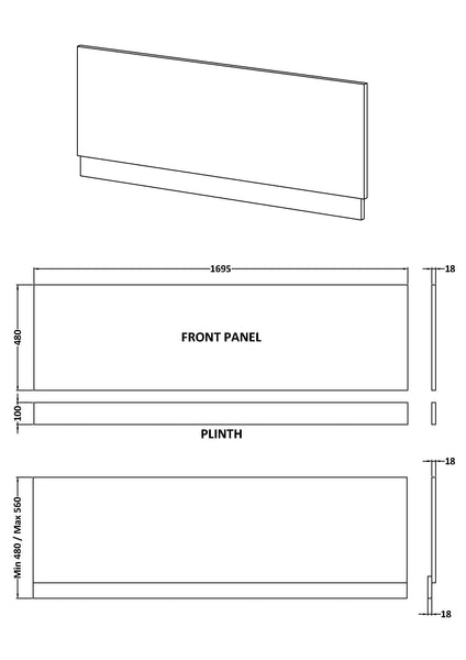 Hudson Reed 1700mm Bath Front Panel