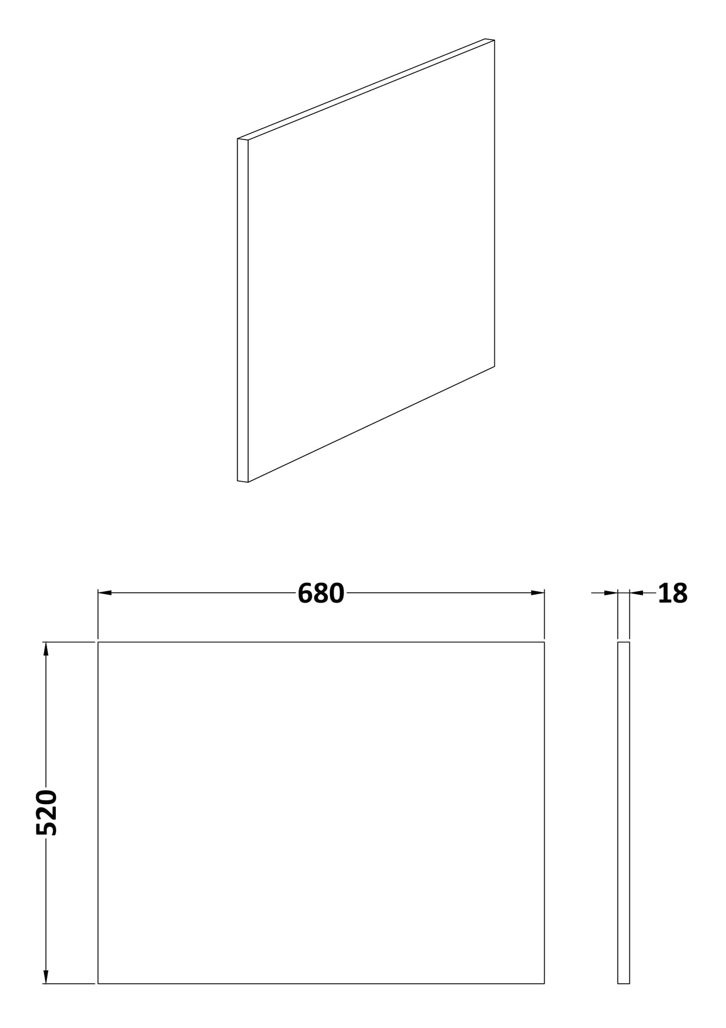 NUIE Shower Bath End Panel (700mm)