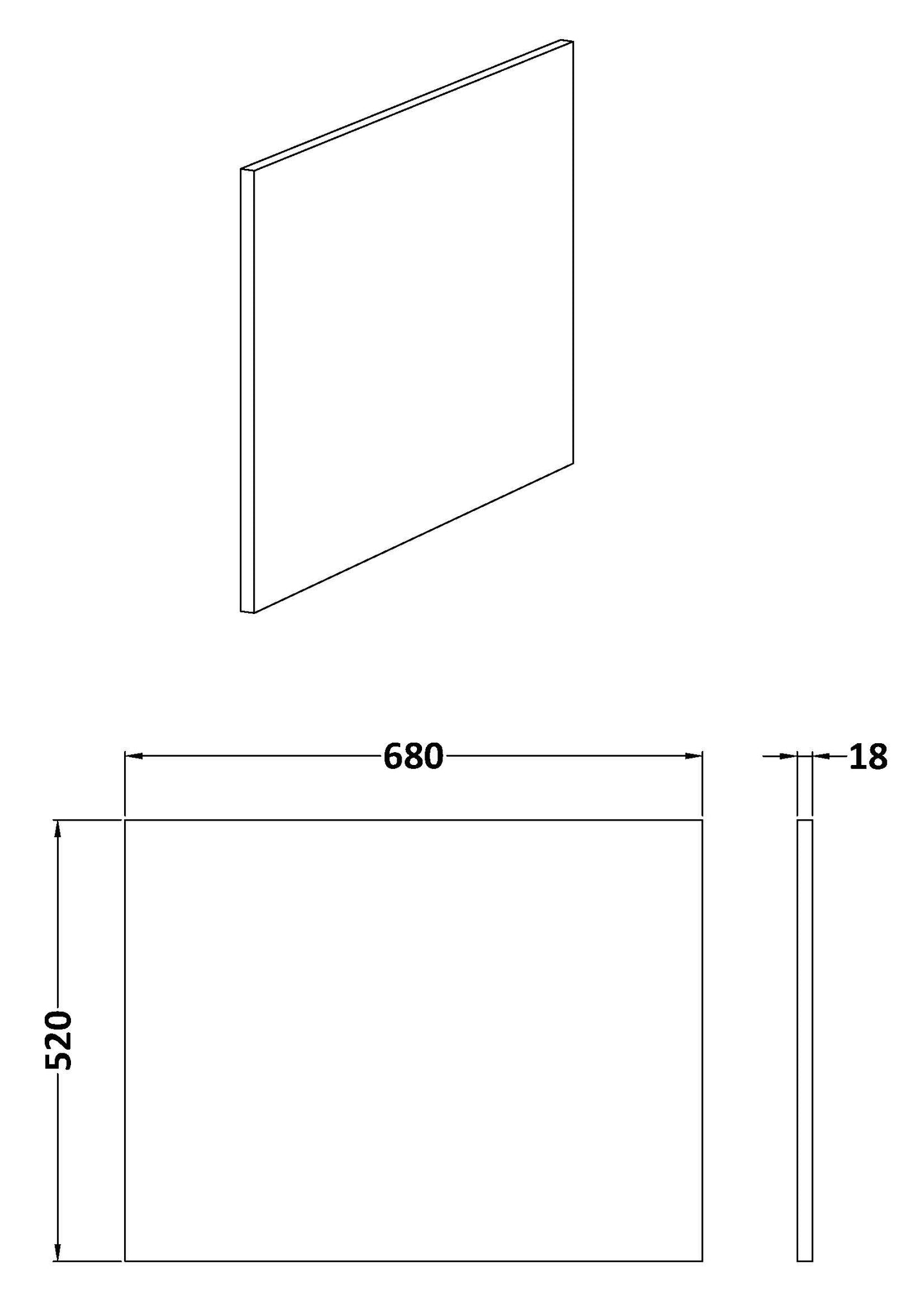 NUIE Square Shower Bath End Panel