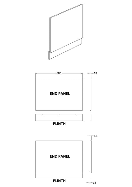 NUIE 700mm Bath End Panel & Plinth