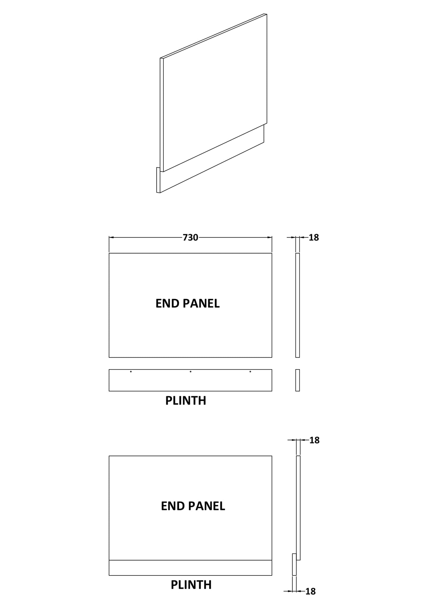 Hudson Reed 750mm Bath End Panel & Plinth