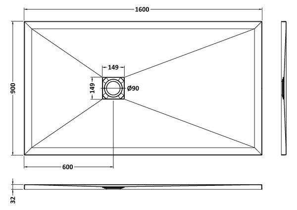 NUIE Rectangular Shower Tray 1600 x 900mm