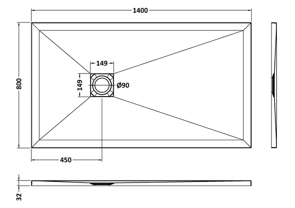 NUIE Rectangular Shower Tray 1400 x 800mm
