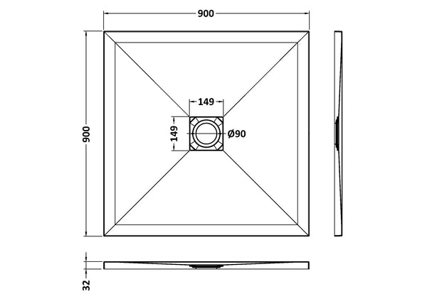 NUIE Square Shower Tray 900 x 900mm