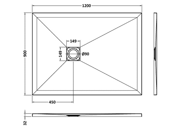 NUIE Rectangular Shower Tray 1200 x 900mm