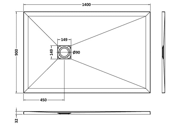NUIE Rectangular Shower Tray 1400 x 900mm