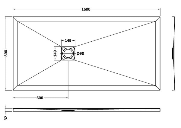 NUIE Rectangular Shower Tray 1600 x 800mm