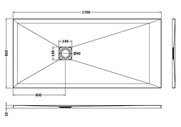 NUIE Rectangular Shower Tray 1700 x 800mm