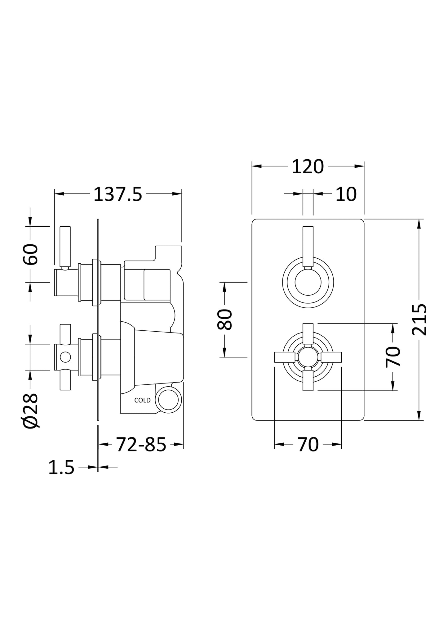 Hudson Reed Twin Thermostatic Shower Valve With Diverter