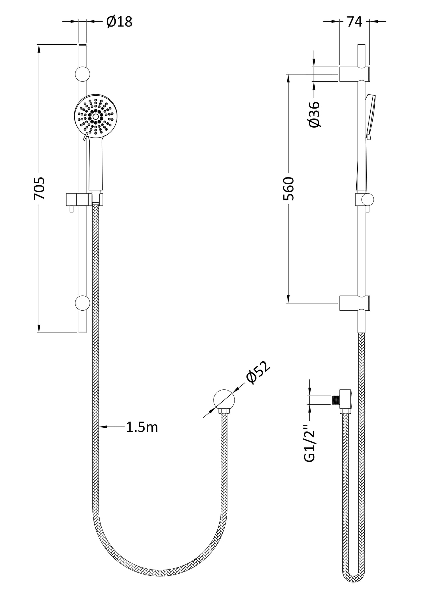 Hudson Reed Water Saving Slide Rail Kit