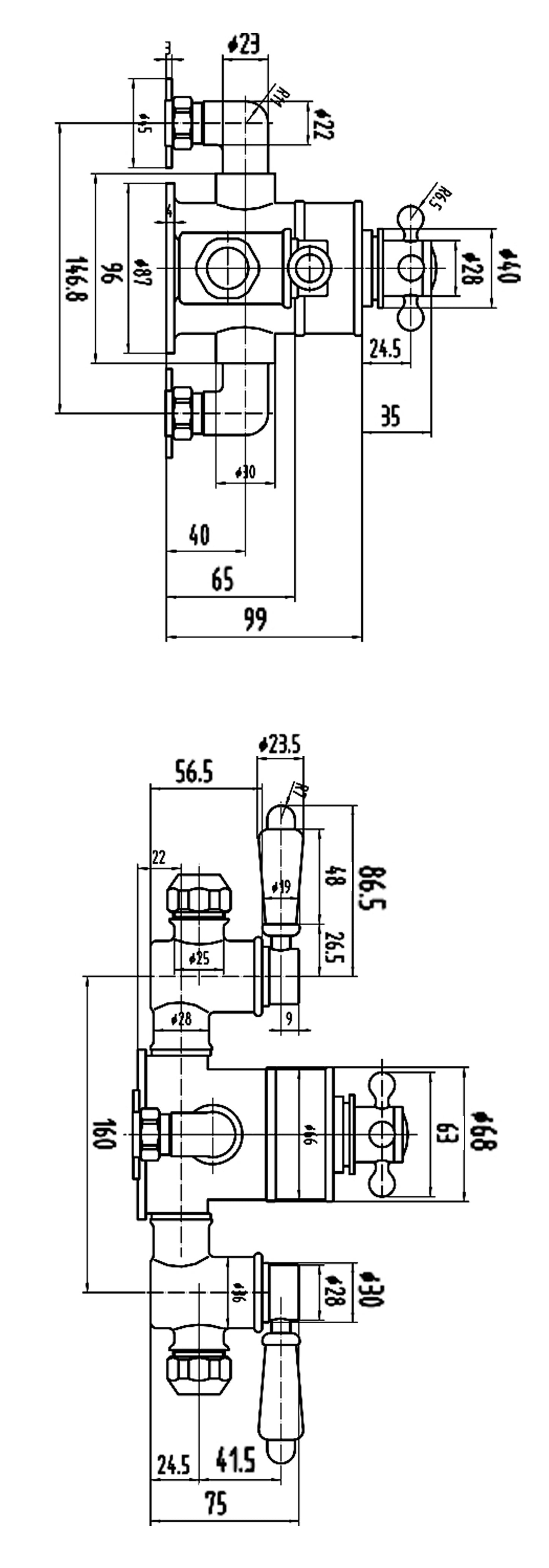 NUIE Triple Thermostatic Shower Valve