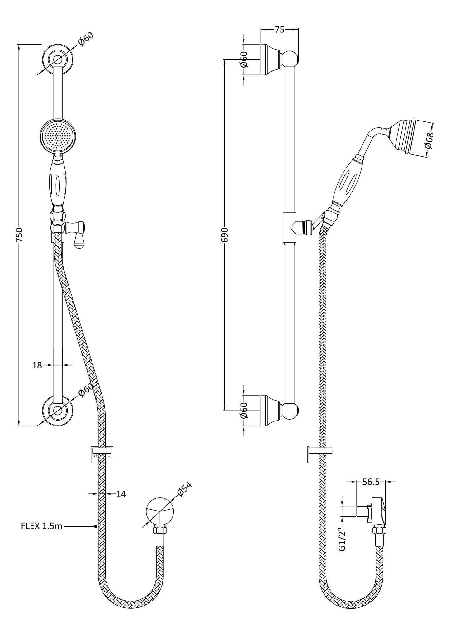 Hudson Reed Slider Rail Kit