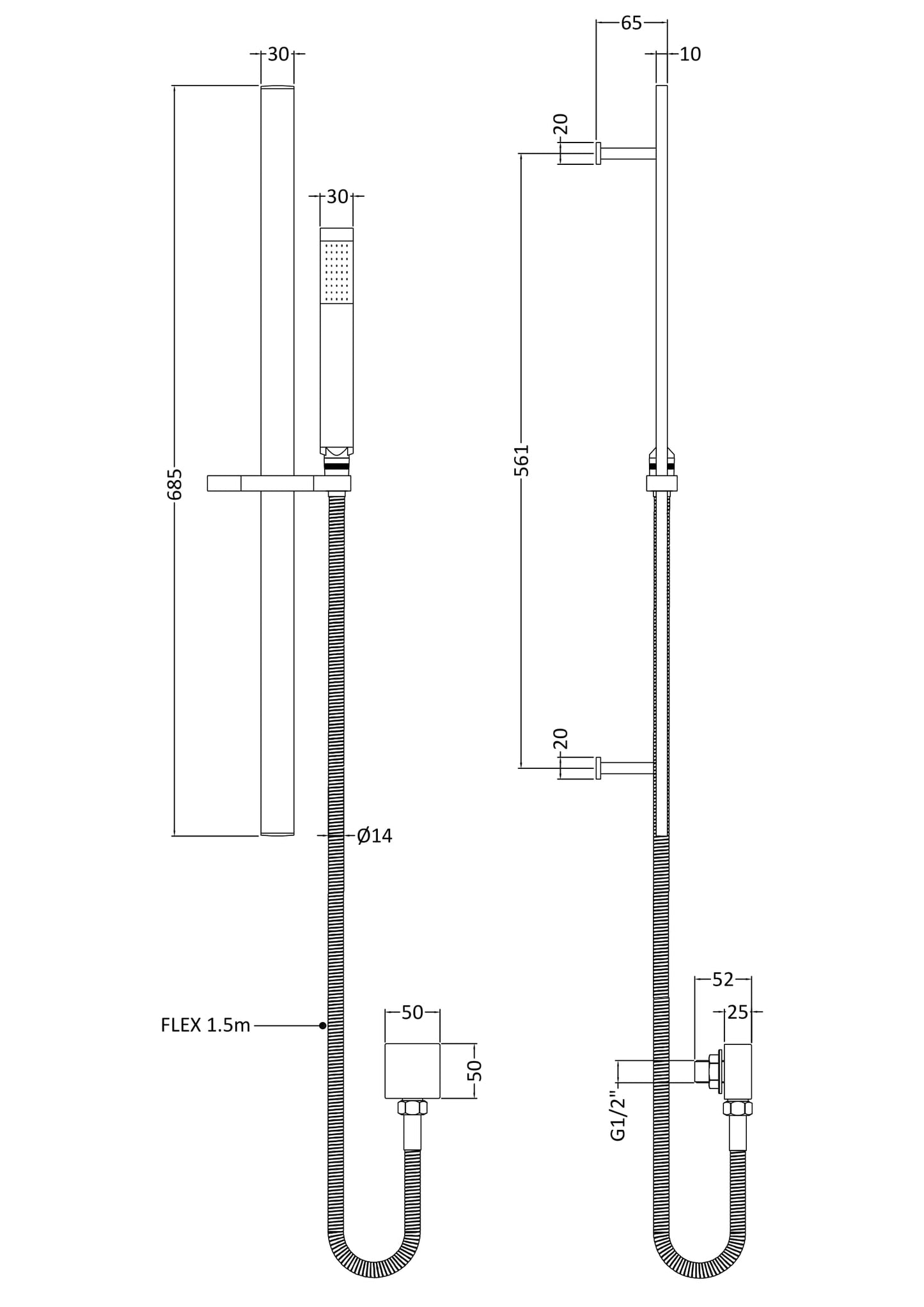 NUIE Square Slider Rail Kit with Ebow