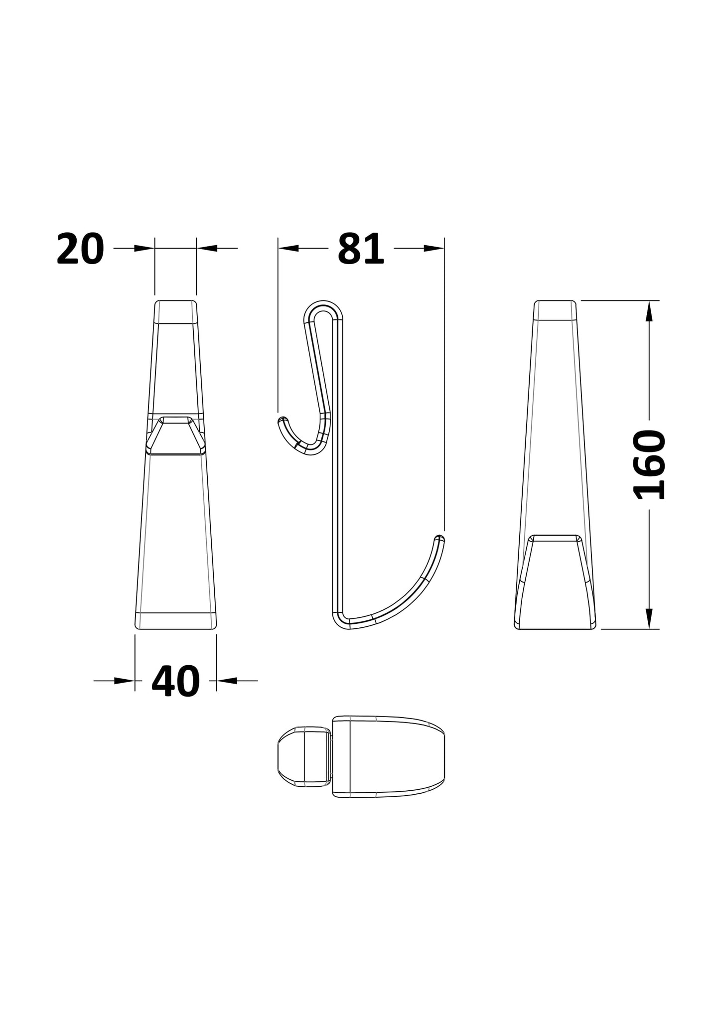 NUIE Enclosure Hook For Frameless Enclosures