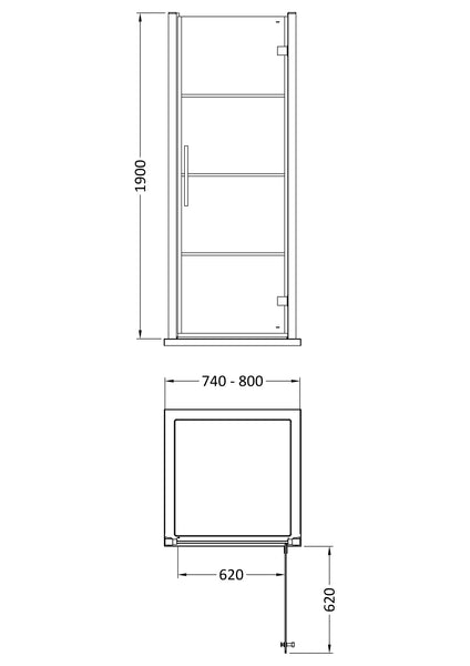 Hudson Reed 800mm Hinged Shower Door