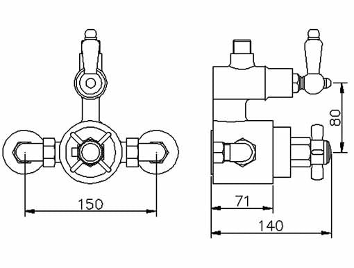 NUIE Twin Thermostatic Shower Valve & Rigid Riser