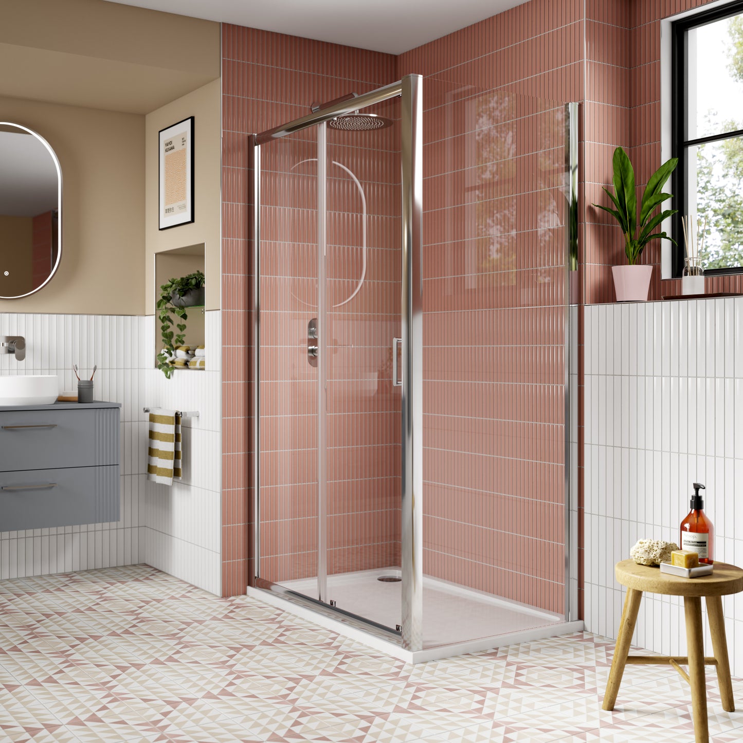 NUIE 1700mm Sliding Shower Door - Chrome