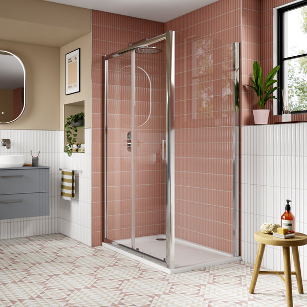 NUIE 1200mm Sliding Shower Door - Chrome