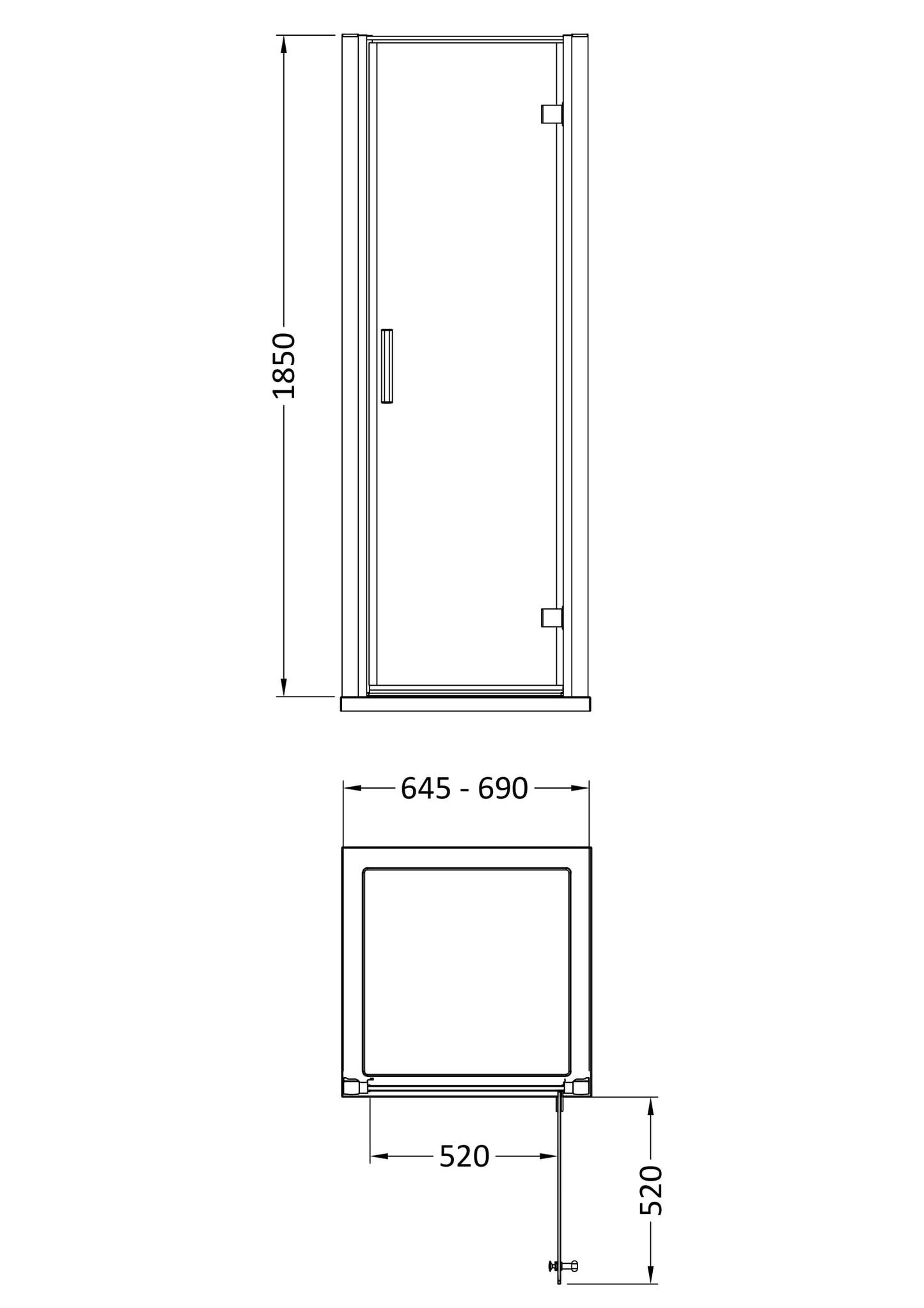 Hudson Reed Pacific 700mm Hinged Door