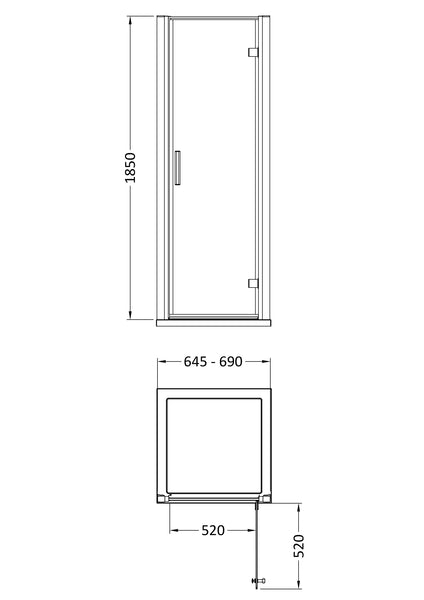 Hudson Reed Pacific 700mm Hinged Door