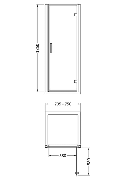 Hudson Reed Pacific 760mm Hinged Door