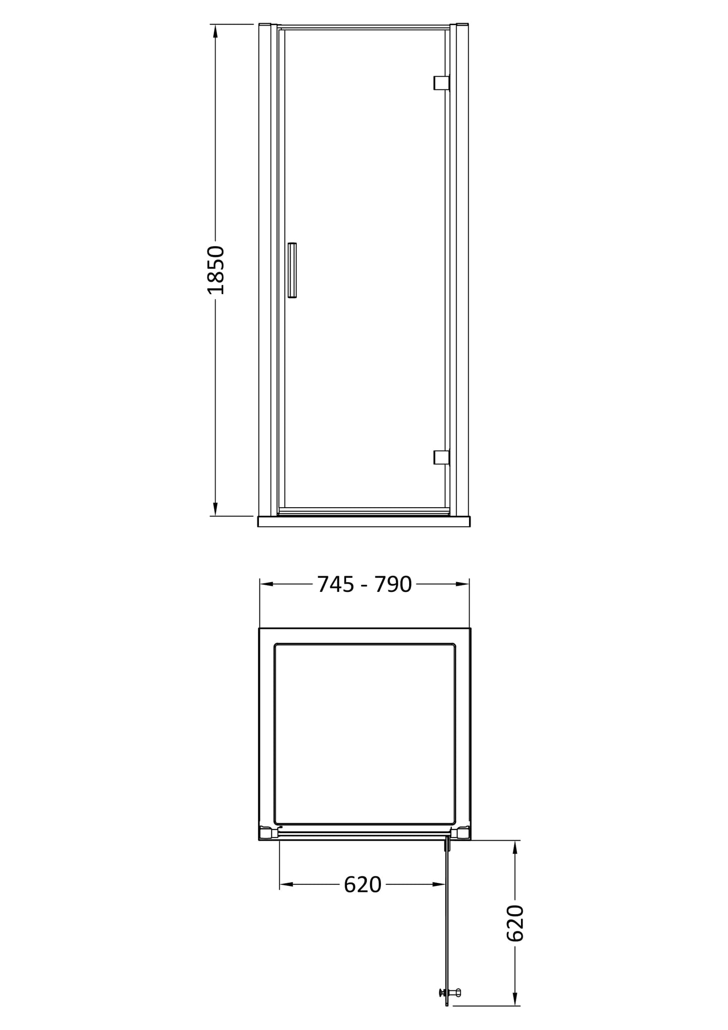 Hudson Reed Pacific 800mm Hinged Door