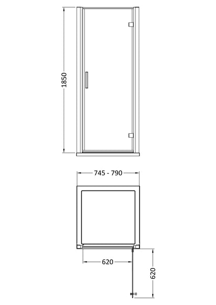 Hudson Reed Pacific 800mm Hinged Door