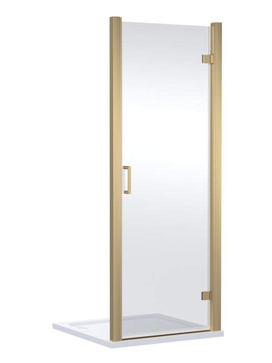 NUIE 800mm Hinged Shower Door- Brushed Brass