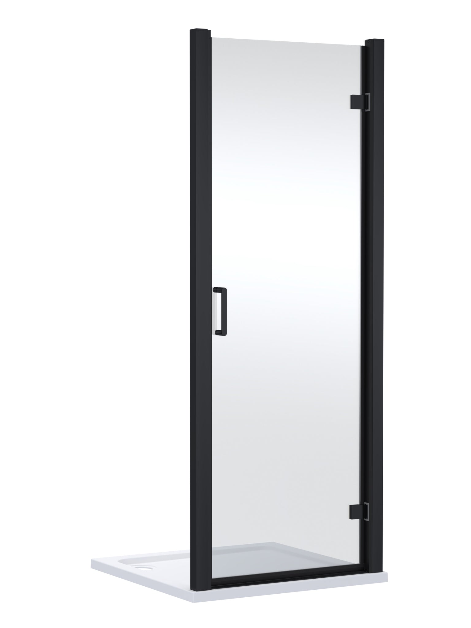 NUIE 800mm Hinged Shower Door- Matt Black