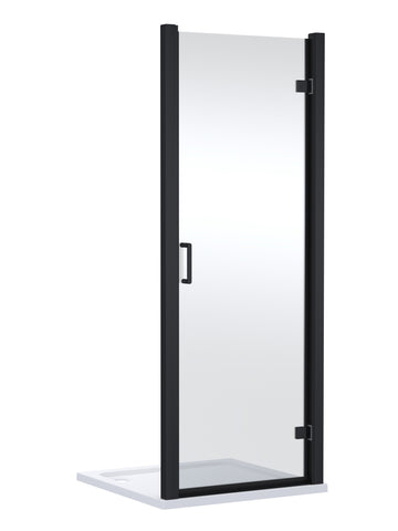 NUIE 800mm Hinged Shower Door- Matt Black