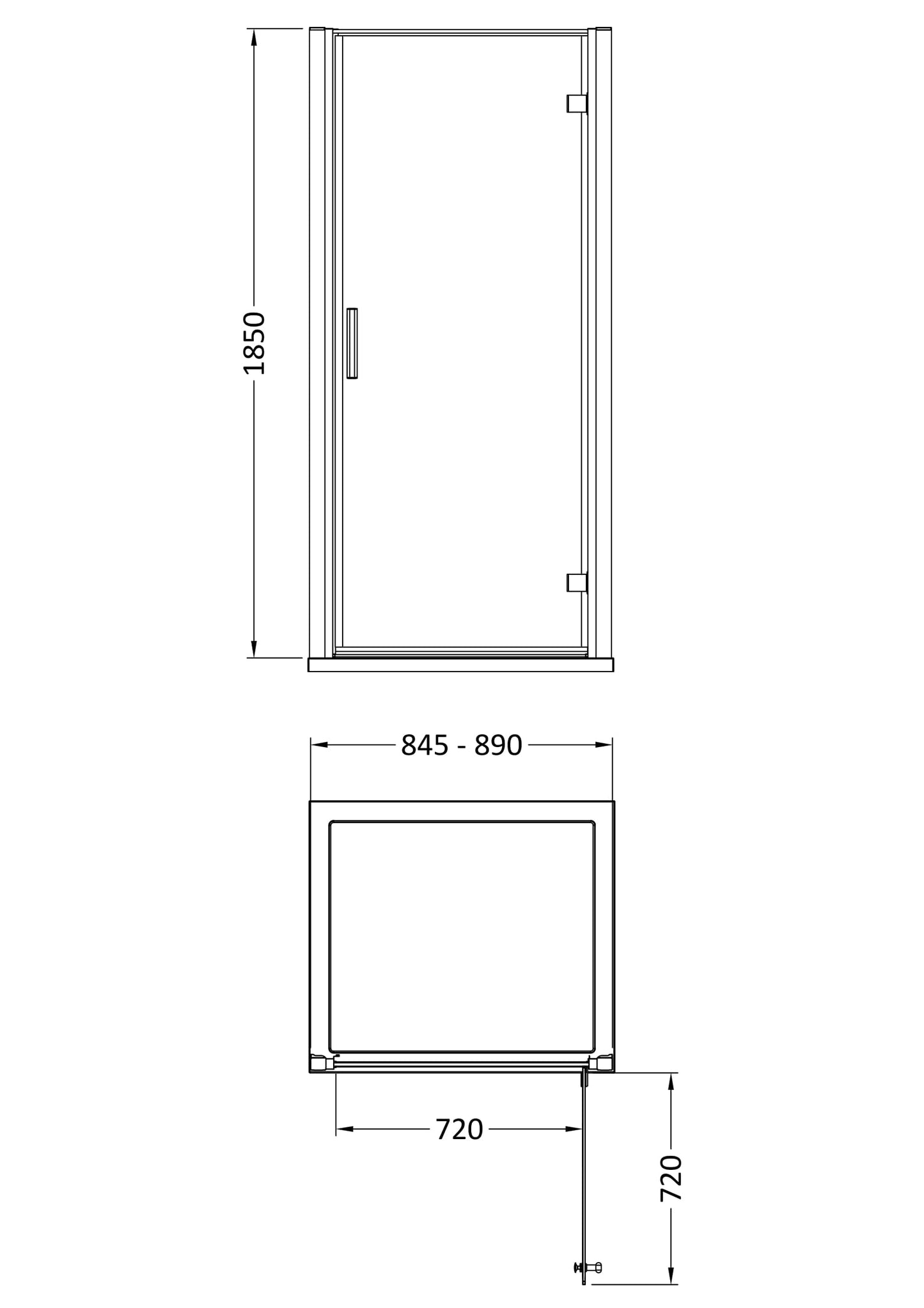 Hudson Reed Pacific 900mm Hinged Door