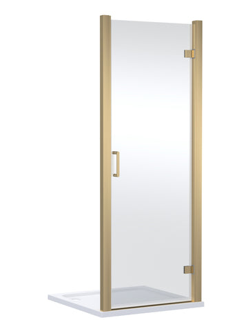 NUIE 900mm Hinged Shower Door- Brushed Brass