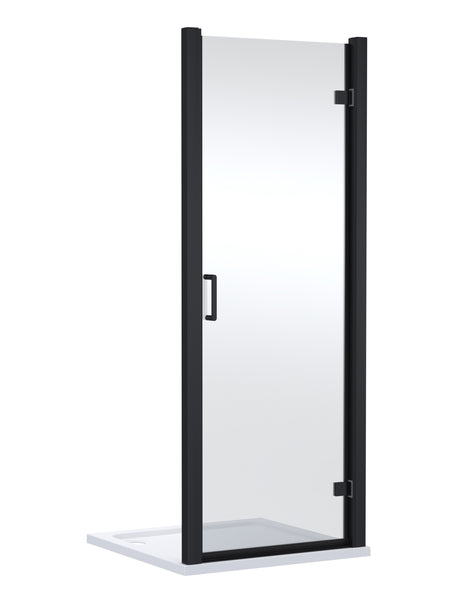 NUIE 900mm Hinged Shower Door- Matt Black