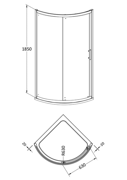 Hudson Reed Pacific 860mm Single Entry Quadrant