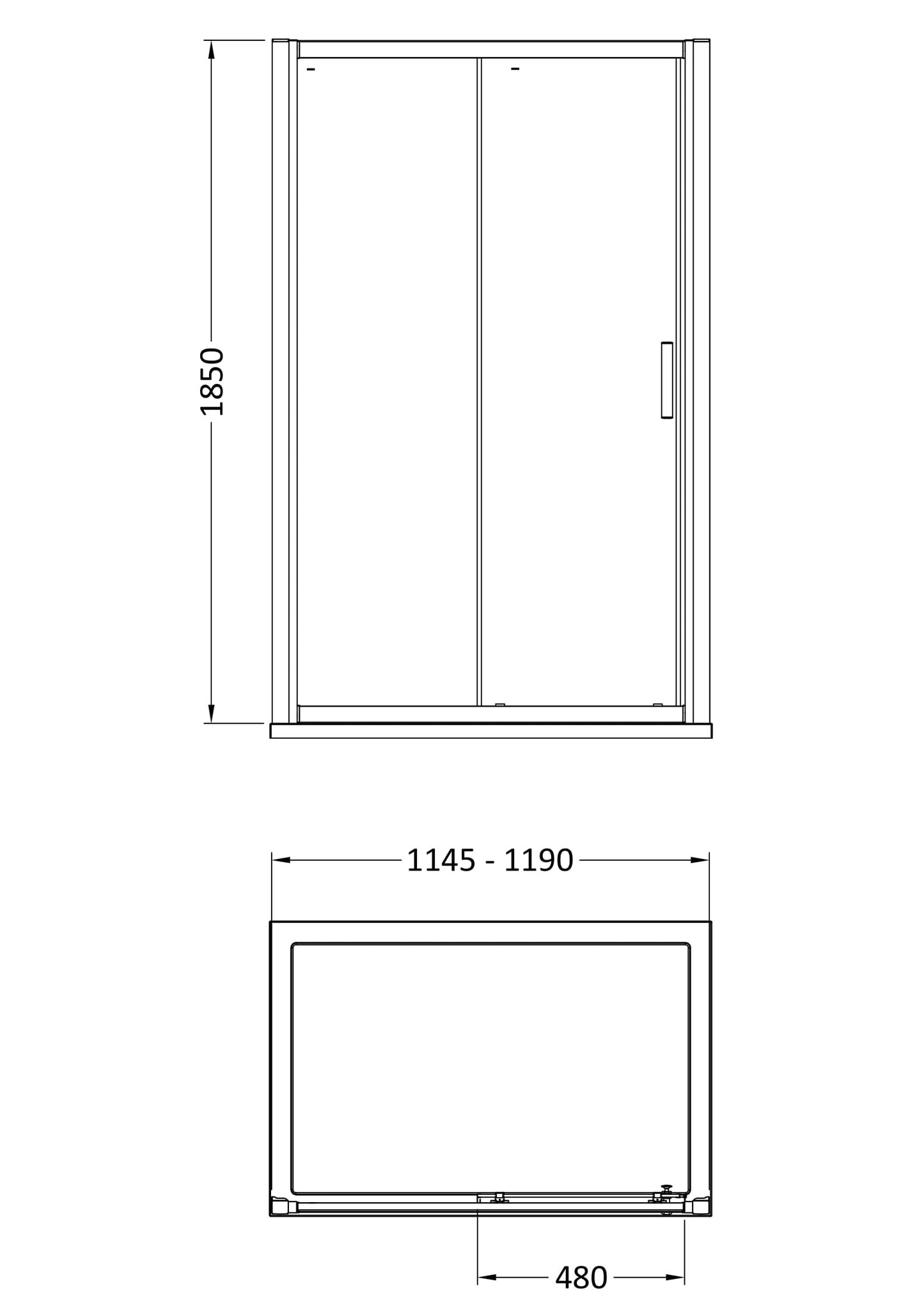 Hudson Reed Pacific 1200mm Single Sliding Door